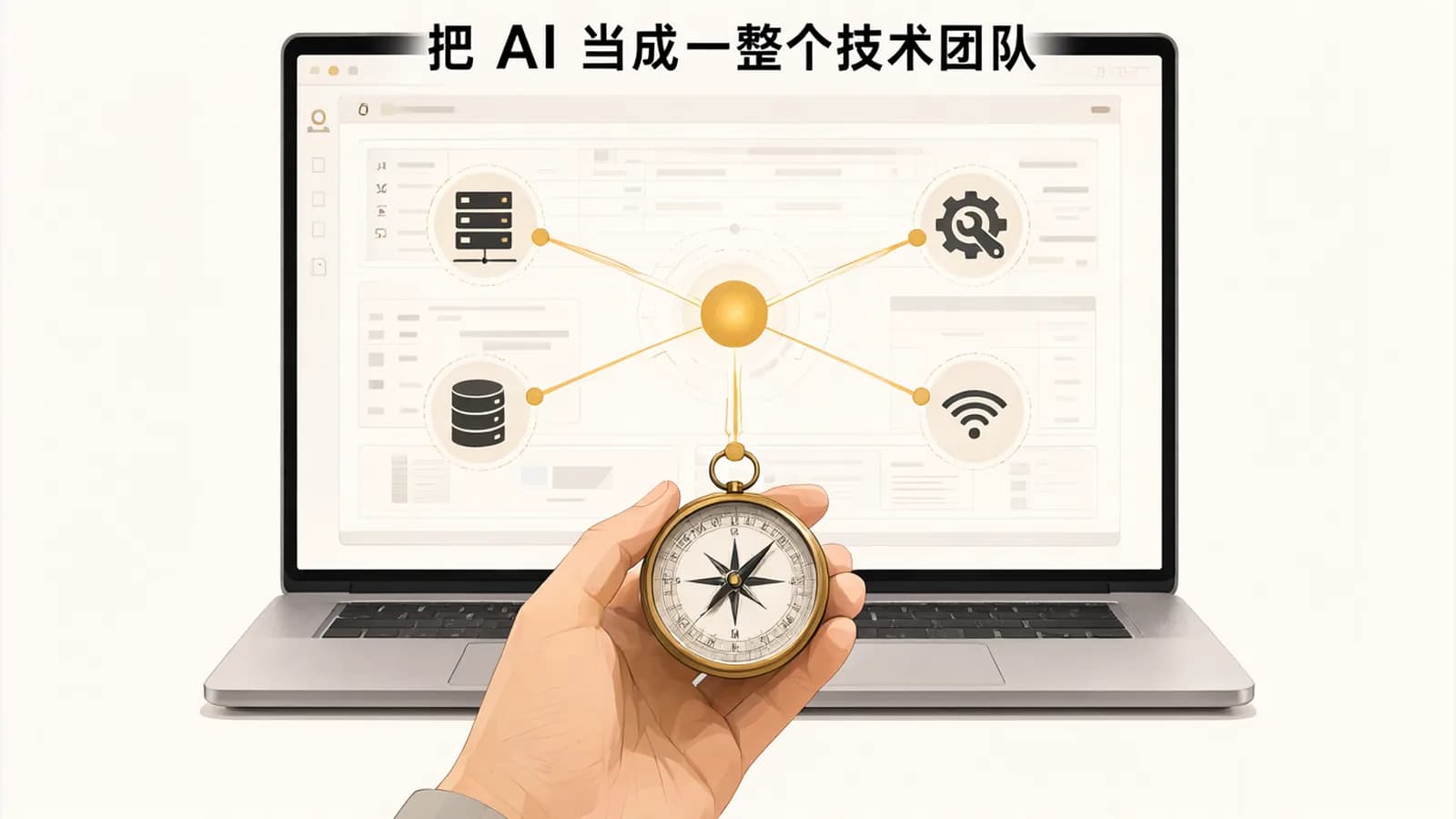 一台电脑上的多个 AI 会话同时连着后端、运维、数据库和网络四类工作，人手握指南针把握方向